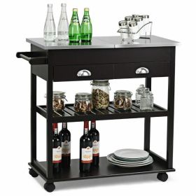 Mobile Kitchen Cart Trolley Cart Storage Cabinet W/Shelf (Type: Style A, Color: brown)