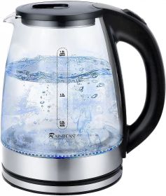 Electric Kettle Water Boiler, 1.8L Electric Tea Kettle, Wide Opening Hot Water Boiler with LED Light, Auto Shut-Off & Boil Dry Protection, Glass Black (EK231: EK231)